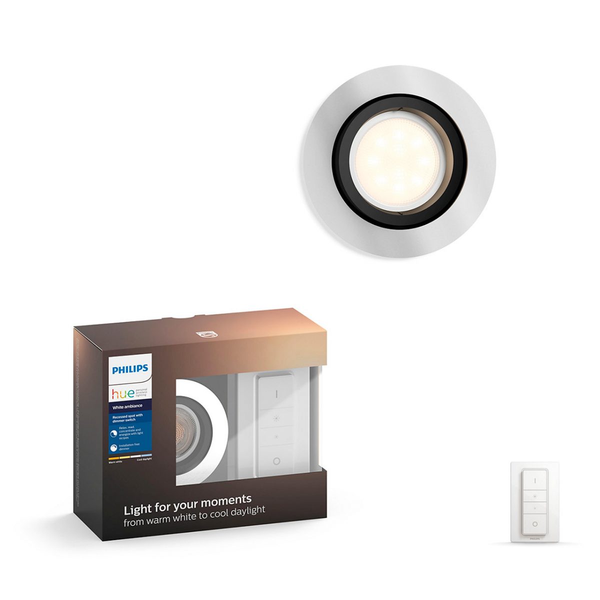 Milliskin inbouwspot aluminium rond met dimmer