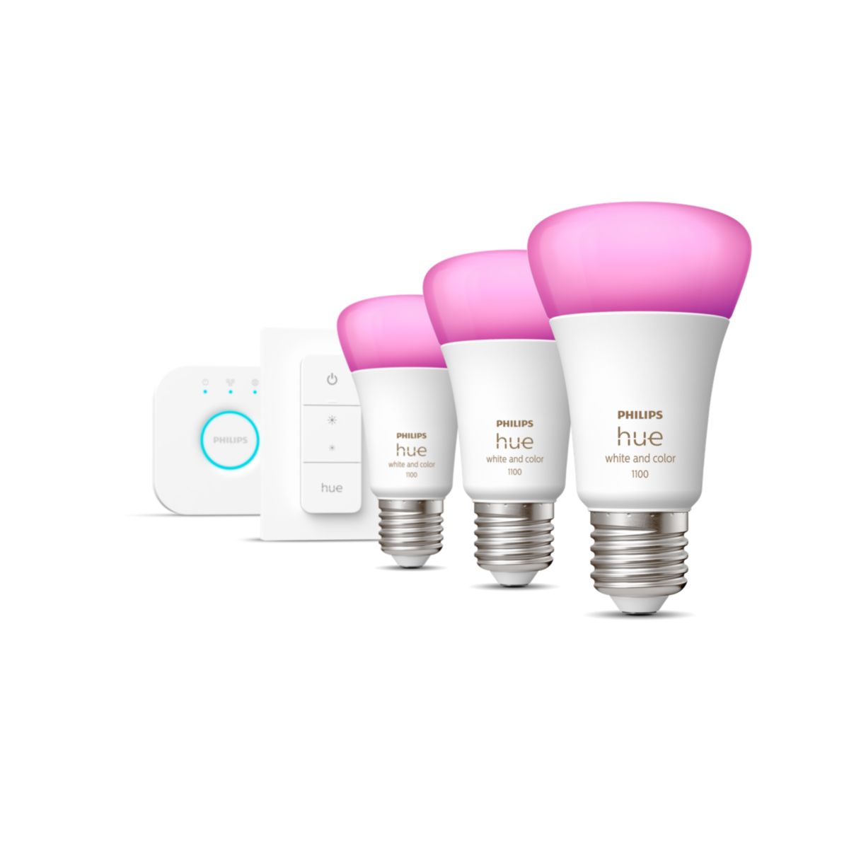 Philips Hue starterkit e27 white ambiance and color 1100lm 3x + dimmer switch
